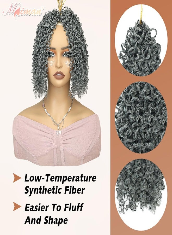 ميمان مجموعة MIMAN من 6 قطع، 10 بوصات، ضفائر شعر كروشيه يانكي تويست جاهزة للتركيب، للنساء، شعر صناعي رمادي مجعد صغير، وصلات شعر كروشيه سبرينغ باشون تويست، لتسريحات شعر صيفية متنوعة مثل الموهوك، الأفرو، والضفائر، وذيل الحصان. - Image 5